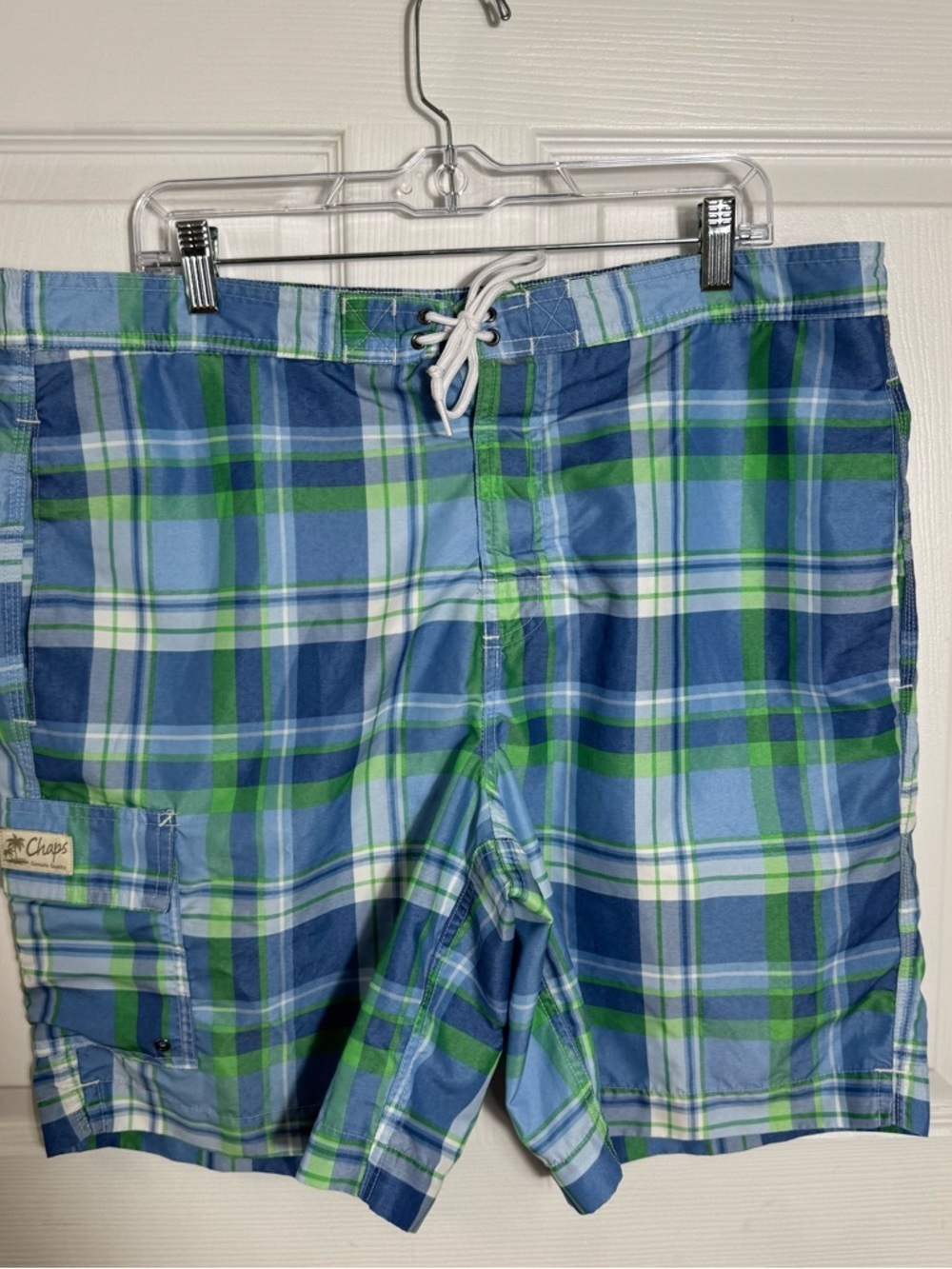 Chaps Ralph Lauren Plaid Swim Trunks XL Blue Green Lined - Picture 9 of 9